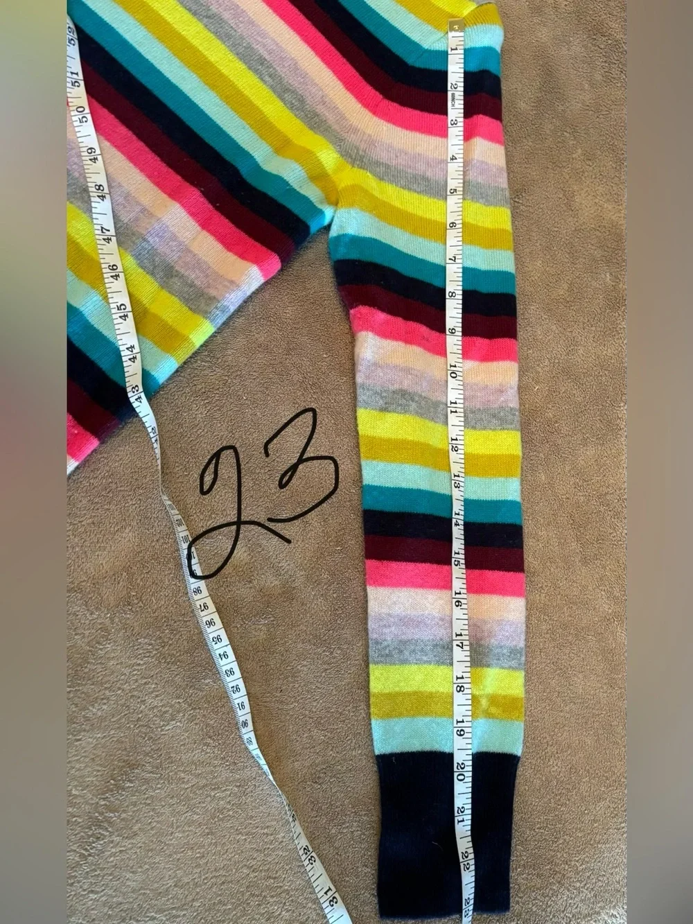 J. Crew 100% Cashmere Women's Multicolor Stripe Crewneck Sweater